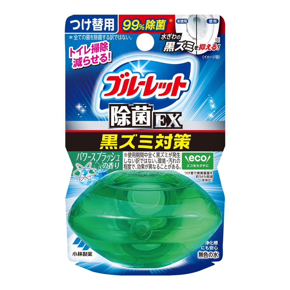 【送料込・まとめ買い×48個セット】小林製薬 液体 ブルーレットおくだけ 除菌EX つけ替用 パワースプラッシュの香り 67ml トイレ用洗浄・防汚