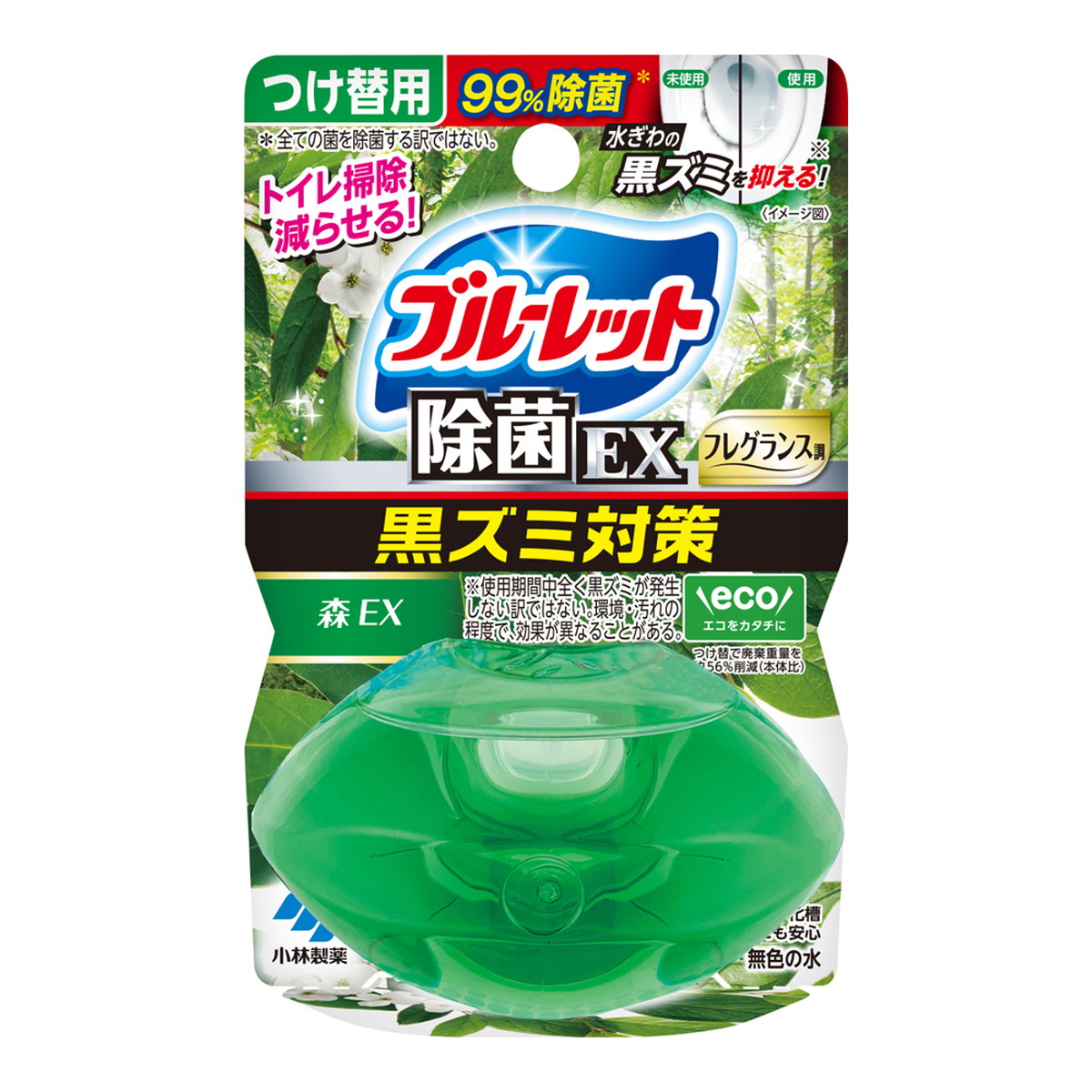 【送料込・まとめ買い×48個セット】小林製薬 液体 ブルーレットおくだけ 除菌EX フレグランス つけ替用 森EX 67ml トイレ用洗剤