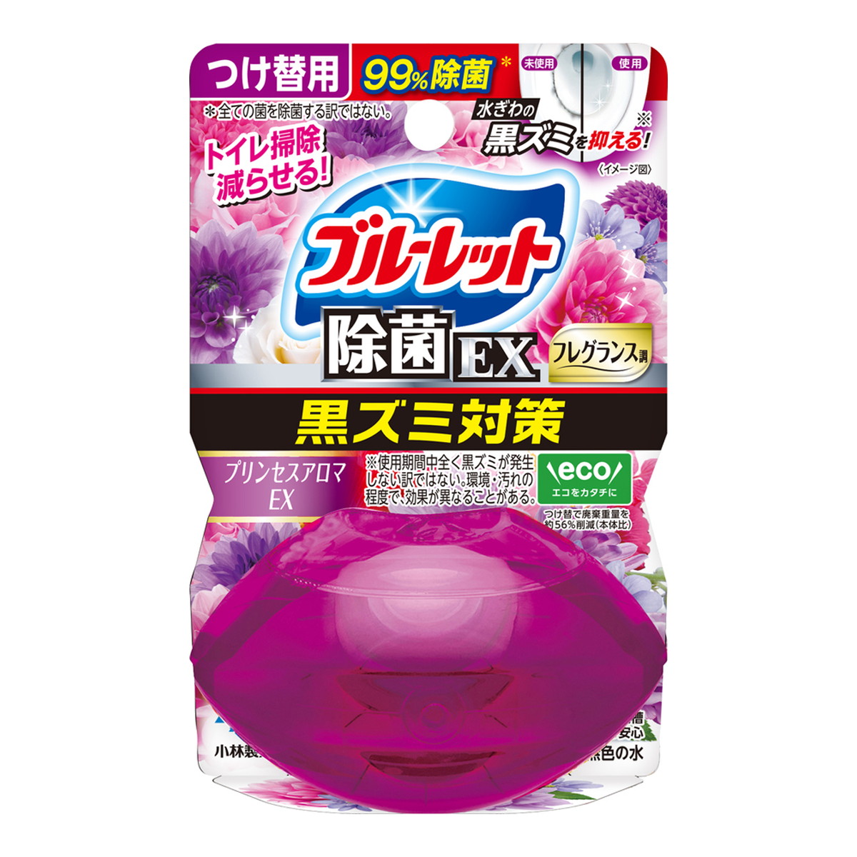 【送料込・まとめ買い×48個セット】小林製薬 液体ブルーレット おくだけ除菌EX フレグランス つけ替用 プリンセスアロマEXの香り 67mL トイレ用洗剤