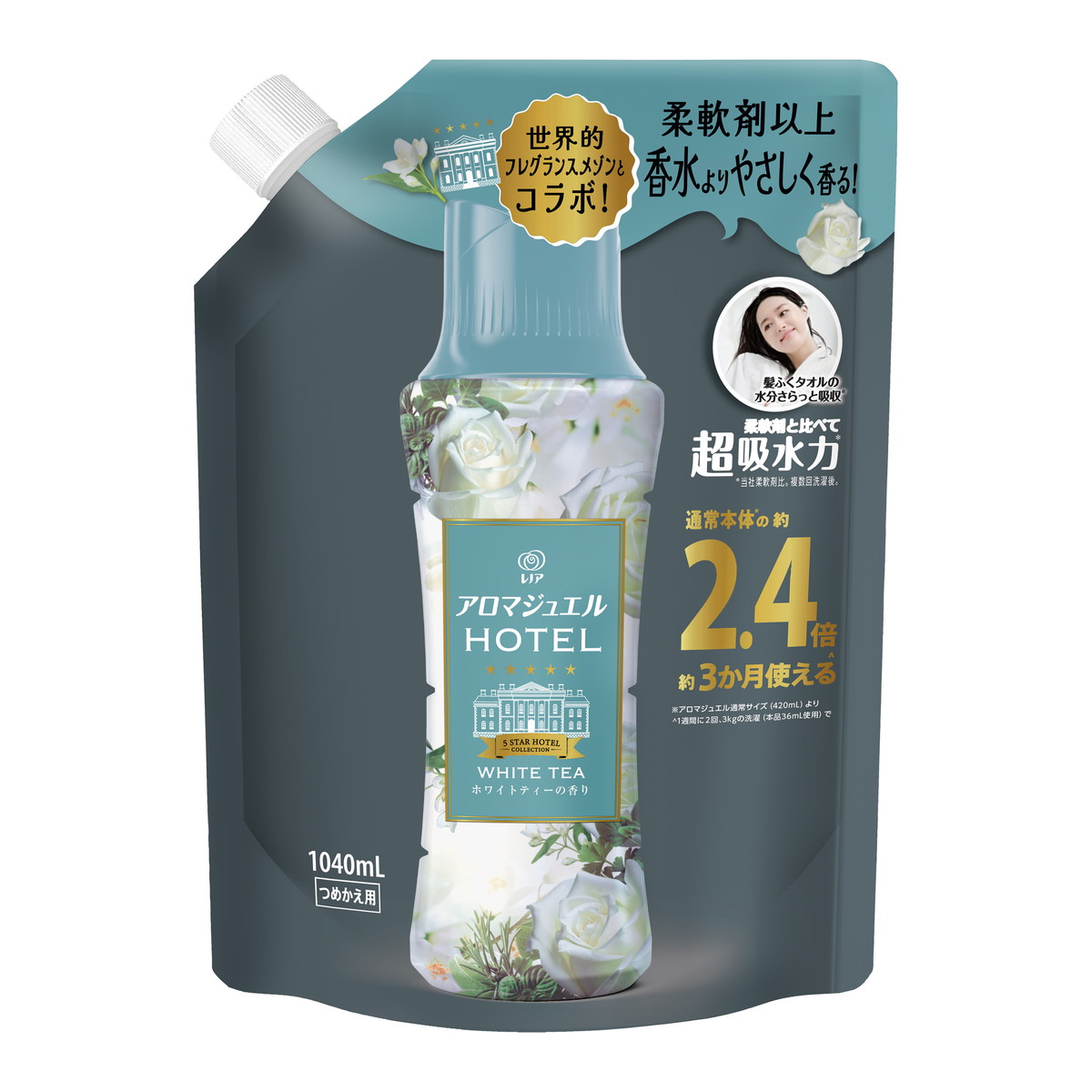 【送料込・まとめ買い×7個セット】P&G レノア アロマジュエル ホワイトティーの香り つめかえ用 特大サイズ 1040ml 香りづけビーズ