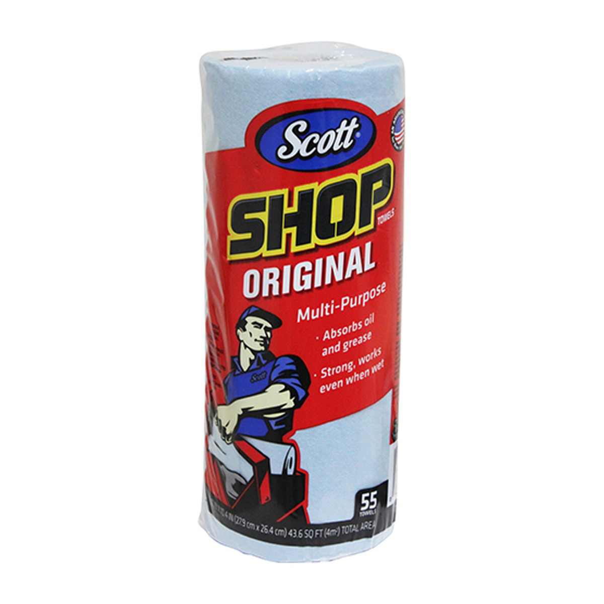 【送料込・まとめ買い×30個セット】SCOTT ショップタオル 65900 ブルーロール 55枚 1ロール