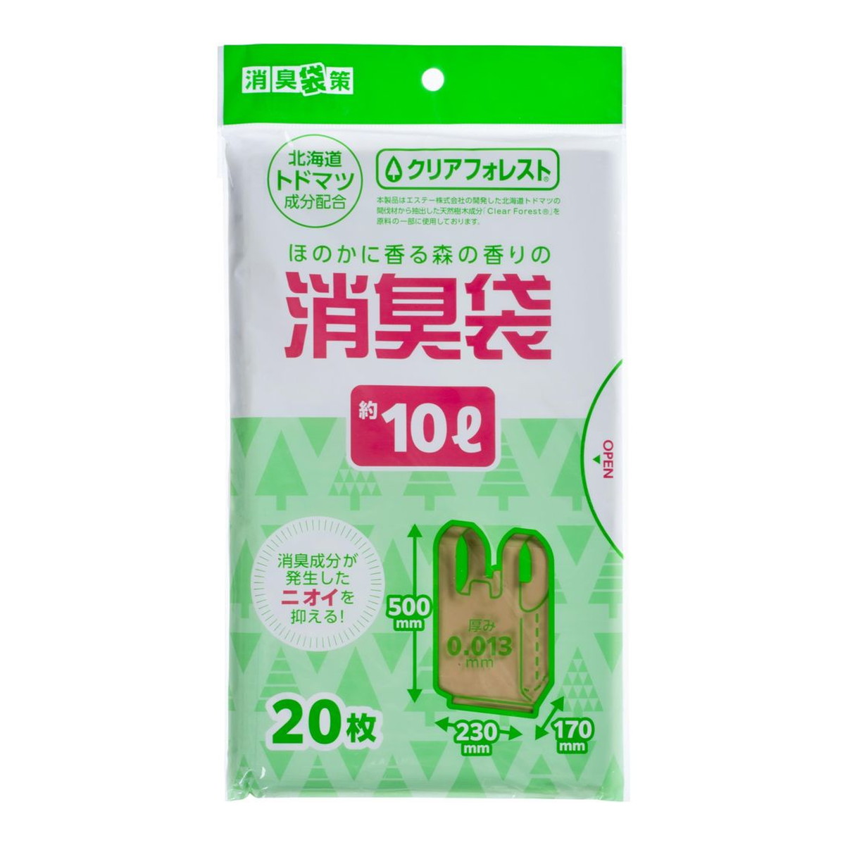 【送料込・まとめ買い×60個セット】ジャパックス SKT10 消臭袋策 トドマツ 手付き 10L 20枚