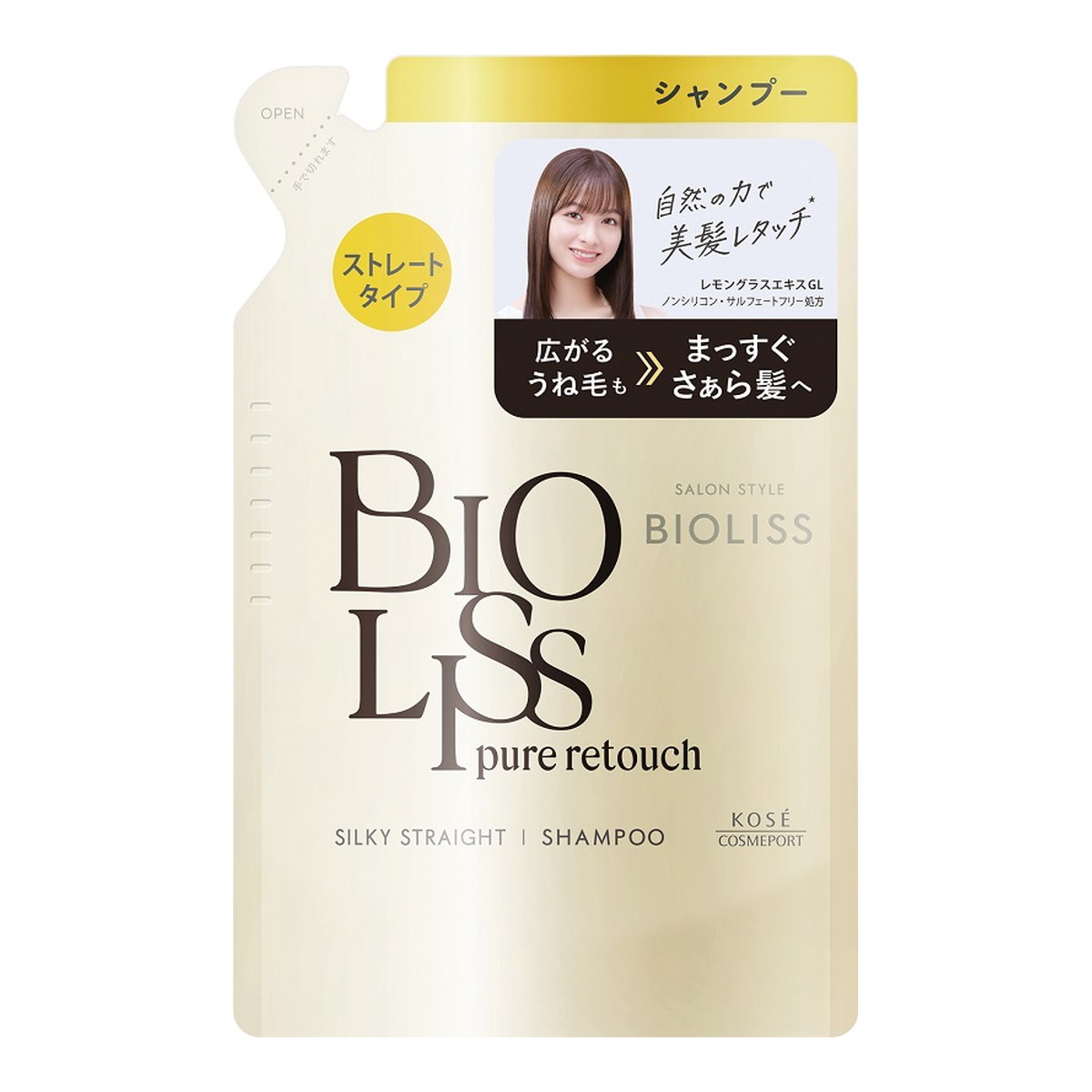 【送料込・まとめ買い×18個セット】コーセーコスメポート SALON STYLE BIOLISS ビオリス ピュアレタッチ うねさぁら シャンプー つめかえ 340ml ストレートタイプ