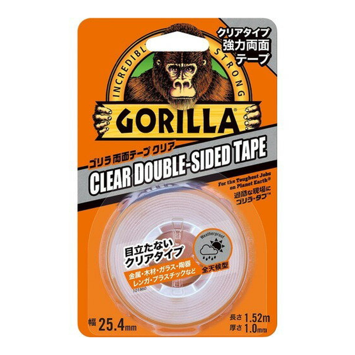 【送料込・まとめ買い×24個セット】呉工業 KURE ゴリラ 両面テープ クリア 25.4mm×1.52m×厚さ1.0mm 強力両面テープ