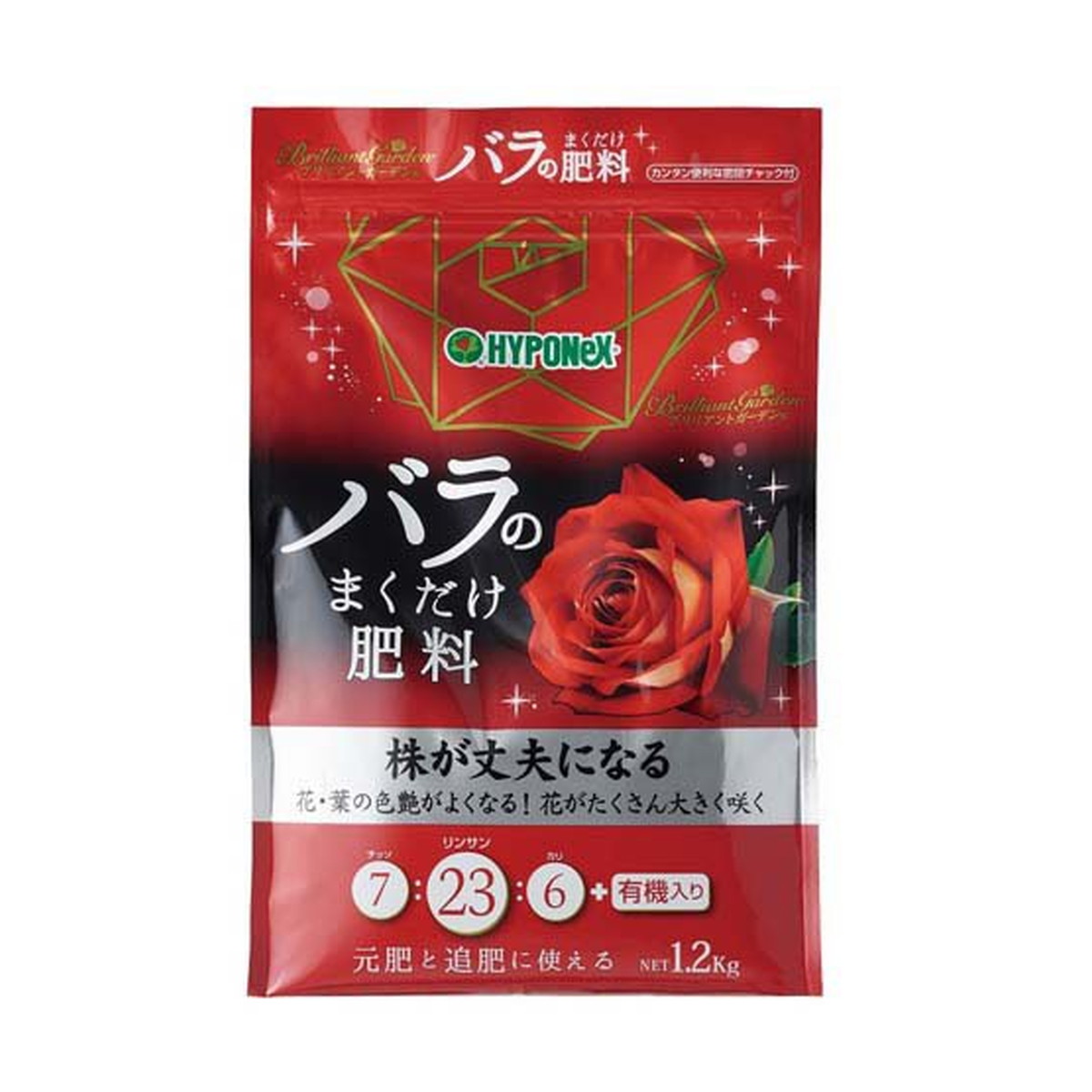 【送料込・まとめ買い×15個セット】ハイポネックス ブリリアントガーデン バラのまくだけ肥料 1200g