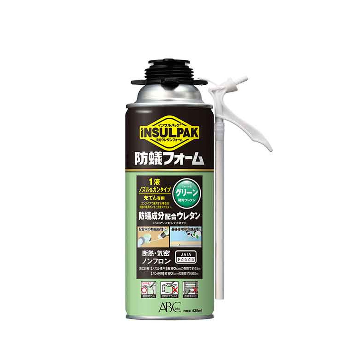 【送料込・まとめ買い×6個セット】エービーシー商会 ABC 簡易型発泡ウレタンフォーム 1液ノズル&ガンタイプ インサル防蟻フォーム 435mL