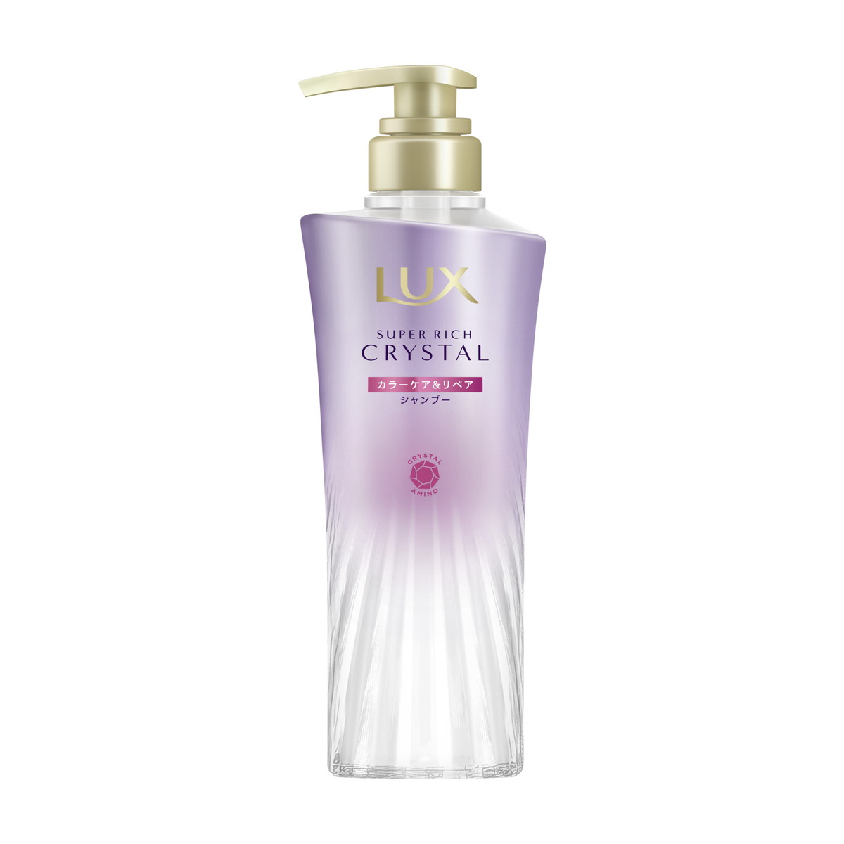 【送料込・まとめ買い×12個セット】ユニリーバ LUX ラックス スーパーリッチクリスタル カラーケア&リペア シャンプー ポンプ 本体 450g