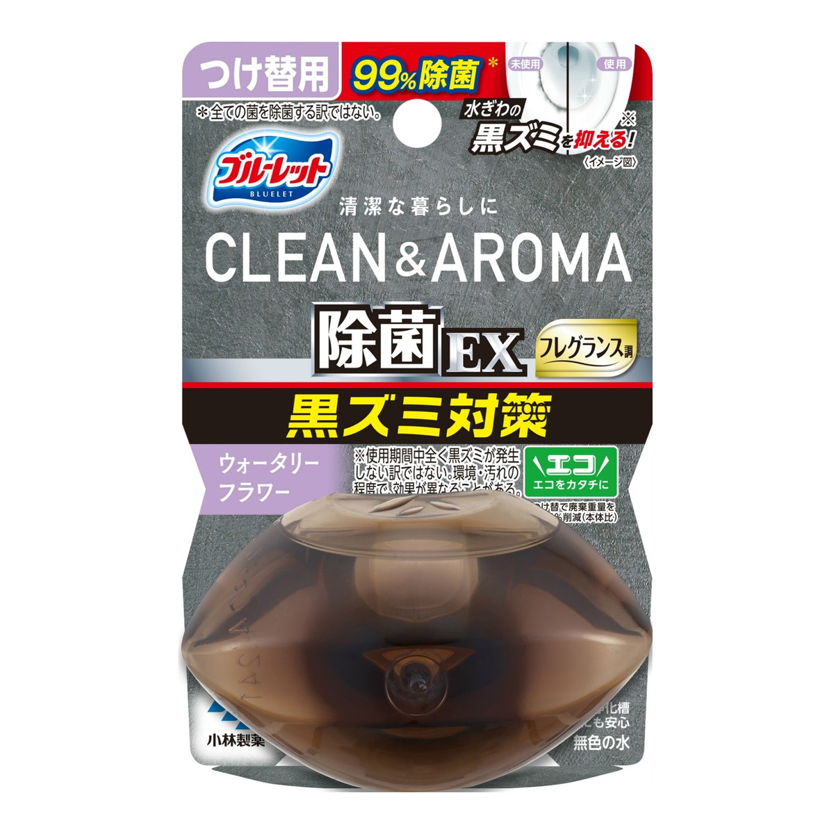 【送料込・まとめ買い×48個セット】小林製薬 液体 ブルーレット おくだけ 除菌EX 黒ズミ対策 フレグランス調 つけ替用 クリーン&アロマ ウォータリーフラワー|日用品&生活雑貨の店「カットコ」