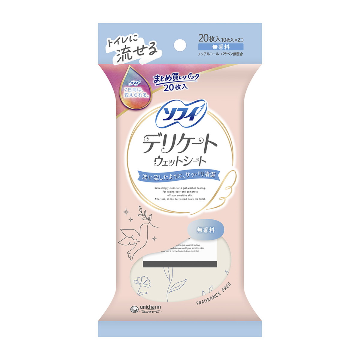 【送料込・まとめ買い×24個セット】ユニ・チャーム ソフィ デリケート ウェットシート 無香料 20枚入