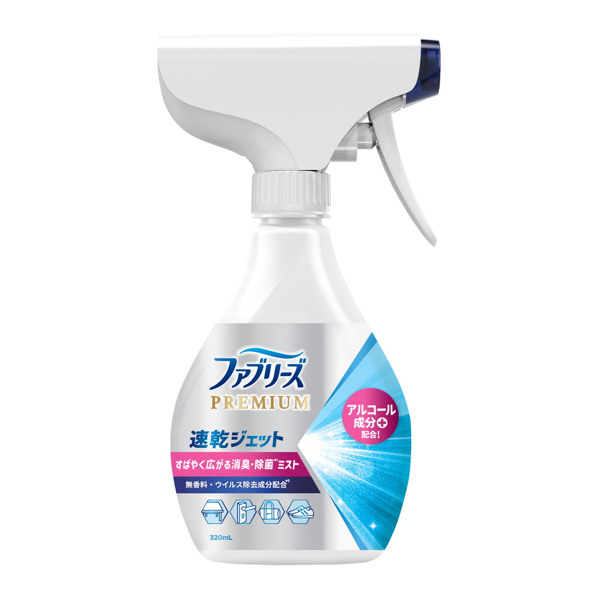 【送料込・まとめ買い×15個セット】P&G ファブリーズ PREMIUM 速乾ジェット 無香料 アルコール成分入り 本体 320mL