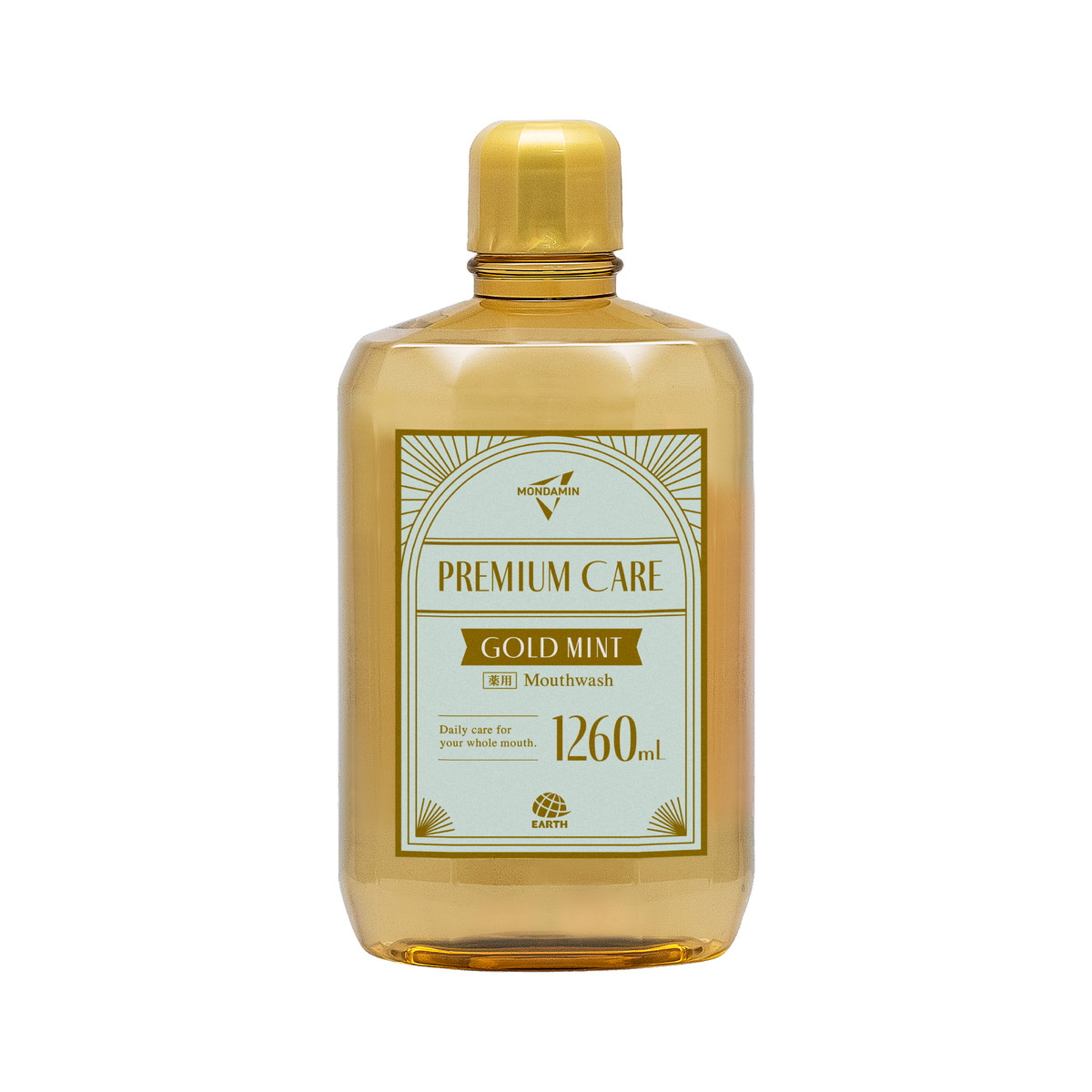 【送料込・まとめ買い&times;9個セット】アース製薬 薬用 モンダミン マウスウォッシュ プレミアムケア ゴールドミント 1260ml 洗口液｜日用品＆生活雑貨の店「カットコ」