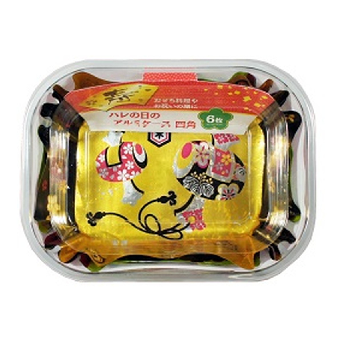 【送料込・まとめ買い×200個セット】大和物産 ハレの日の アルミケース 四角 6枚入