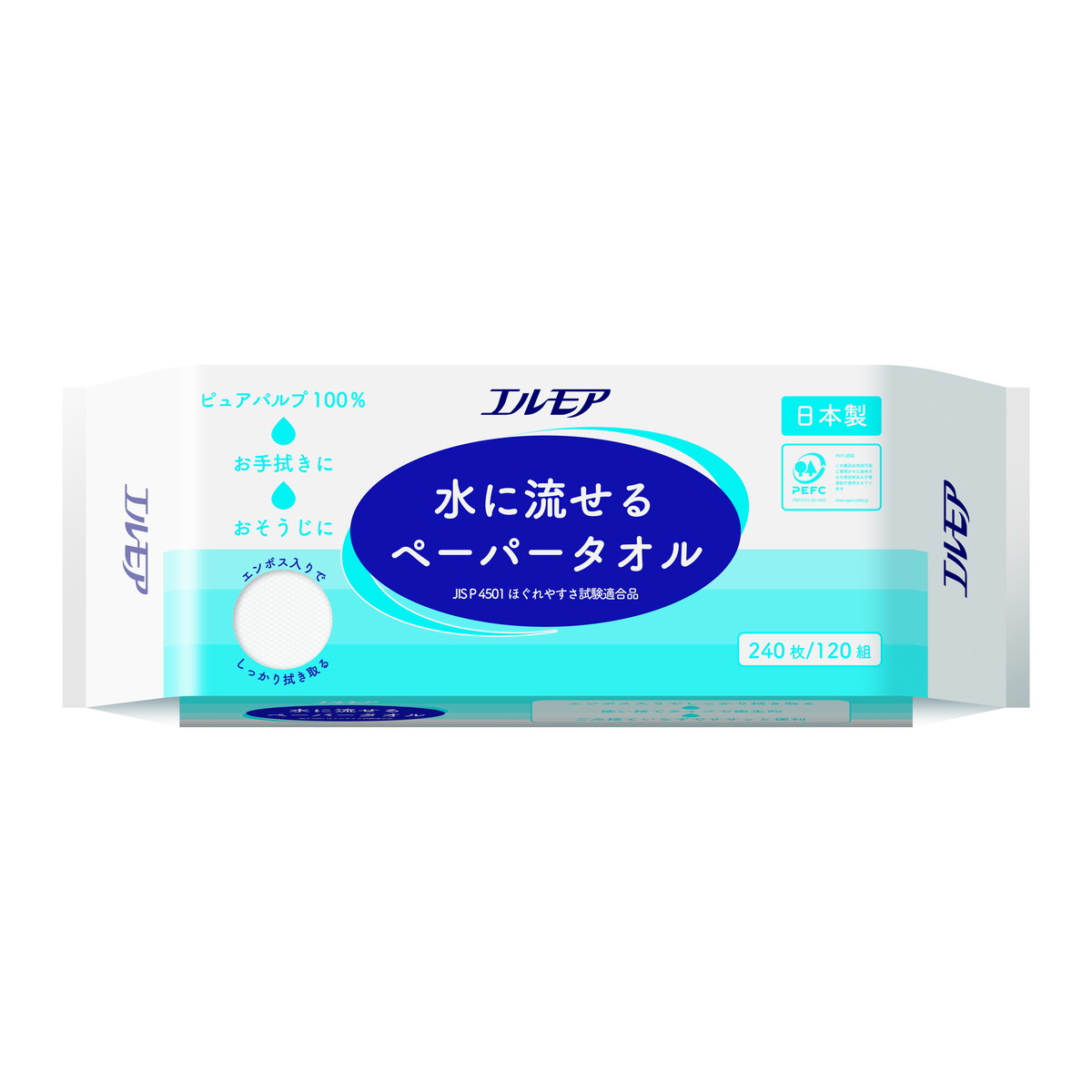 【送料込・まとめ買い×36個セット】カミ商事 エルモア 水に流せる ペーパータオル 120組