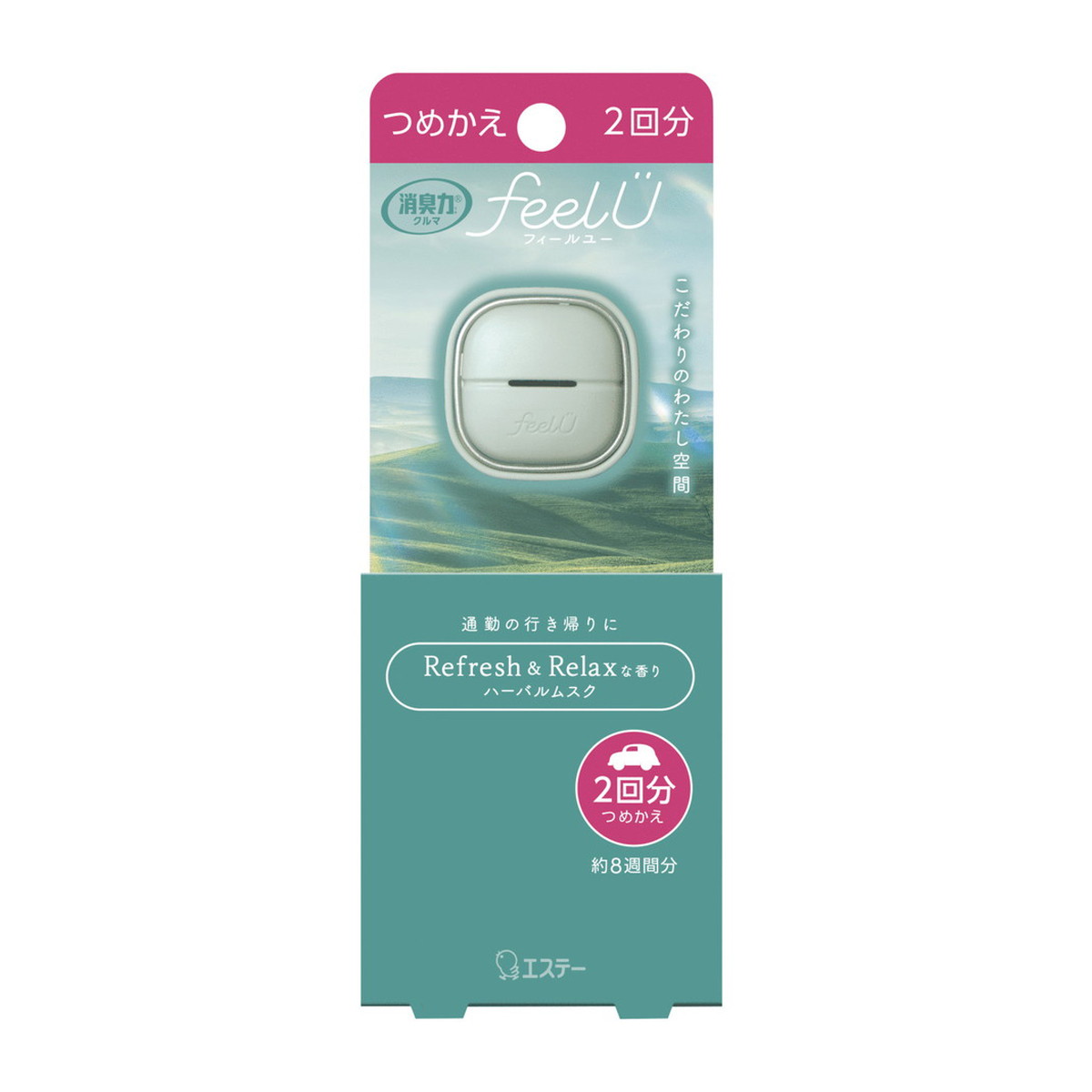 【送料込・まとめ買い&times;28個セット】エステー 消臭力 クルマ用 feelU フィールユー クリップタイプ ハーバルムスク つめかえ 2回分｜日用品＆生活雑貨の店「カットコ」
