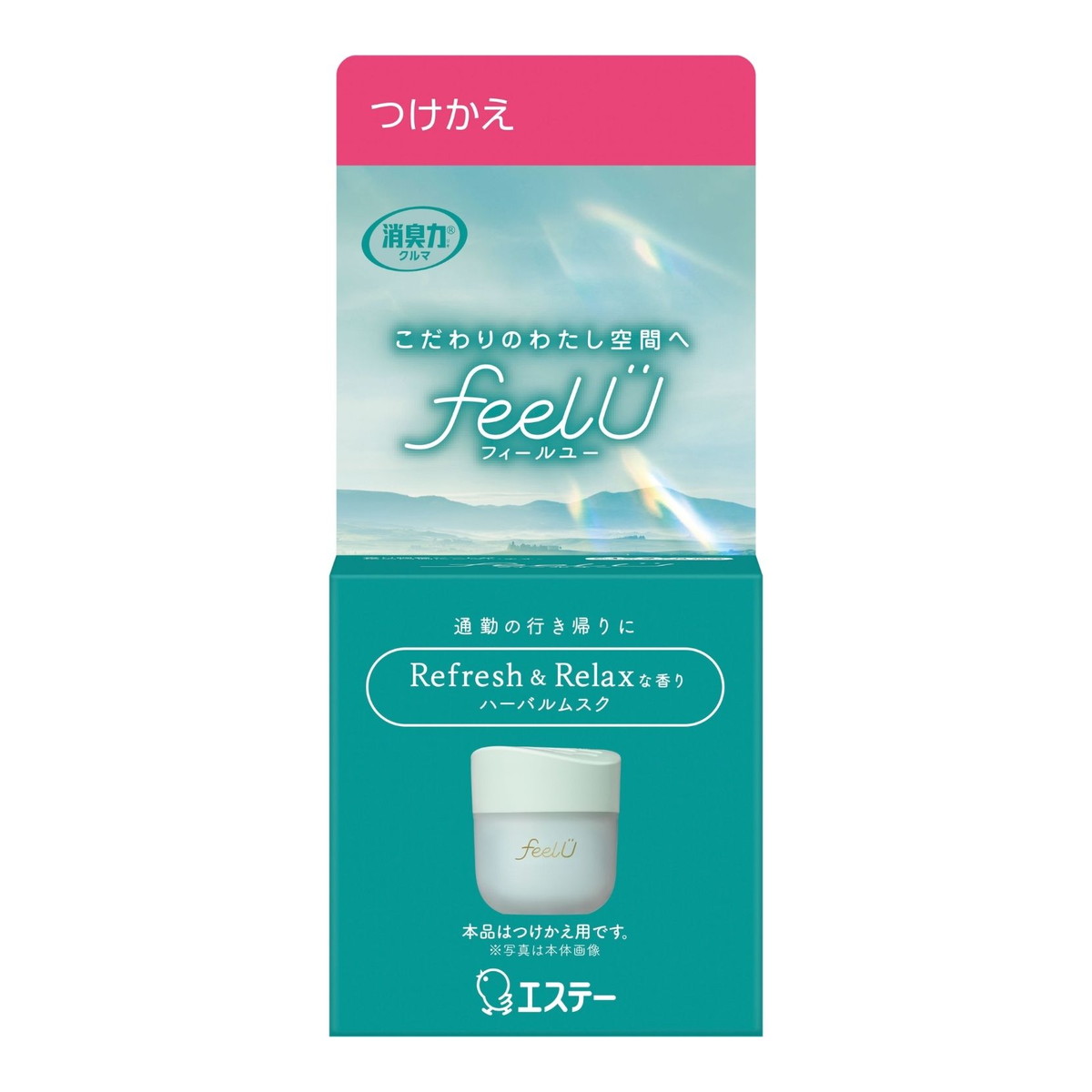 【送料込・まとめ買い×16個セット】消臭力 クルマ用 フィールユー feelU ゲルタイプ つけかえ ハーバルムスク 90g