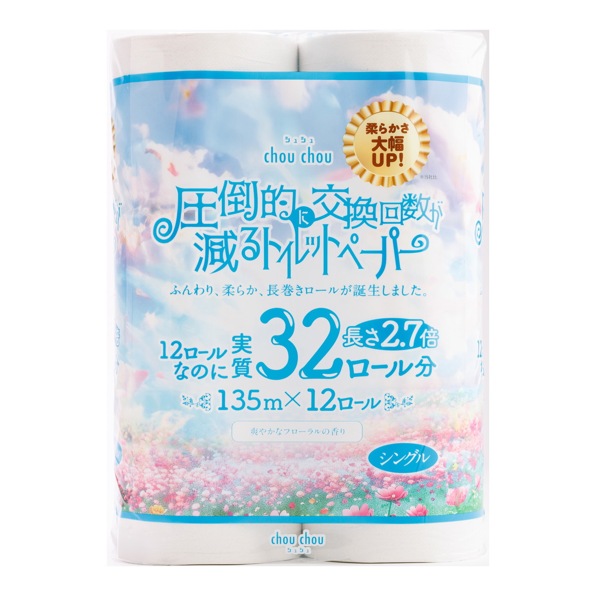 【送料込・まとめ買い×6個セット】泉製紙 シュシュ 圧倒的に交換回数が減る トイレットペーパー 2.7倍巻 135m × 12ロール シングル フローラルの香り