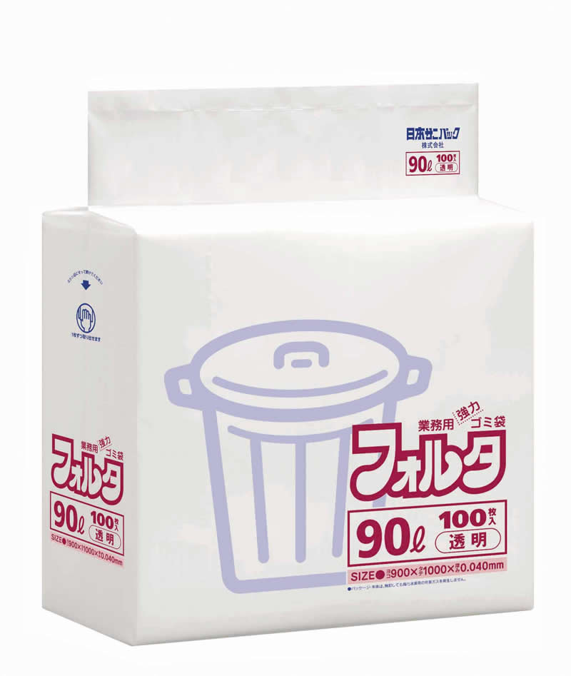 【送料込・まとめ買い&times;3個セット】 日本サニパック 業務用ポリ袋 90L F-9C 透明 0.040mm 100枚入｜日用品＆生活雑貨の店「カットコ」