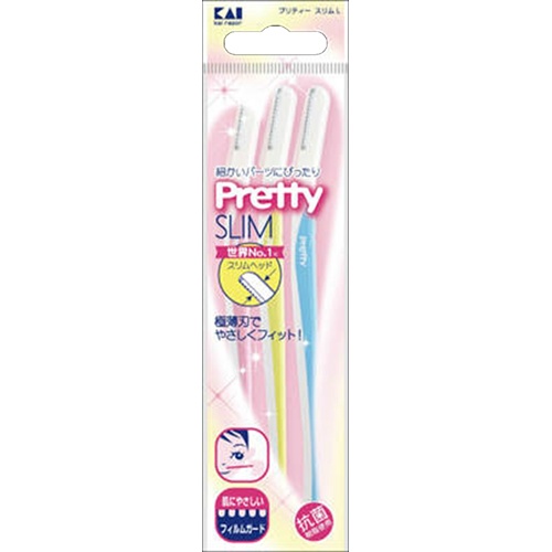 【送料込・まとめ買い&times;200個セット】 貝印 GA0006 Pretty プリティースリム カミソリ L 3本入｜日用品＆生活雑貨の店「カットコ」