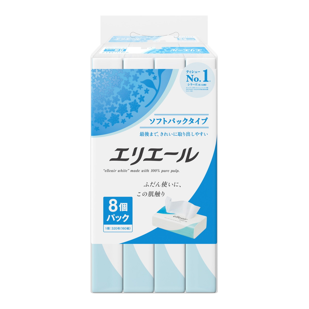 【送料込・まとめ買い×10個セット】大王製紙 エリエールティシュー ソフトパック 160組×8パック ティッシュペーパー