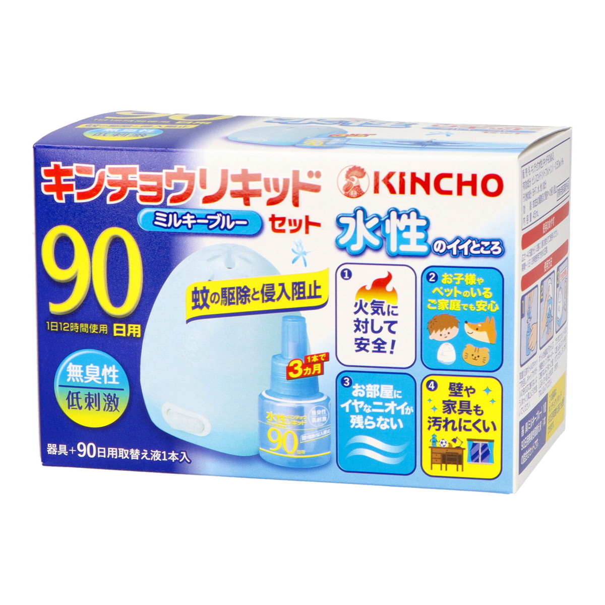 【送料込・まとめ買い×10個セット】大日本除虫菊 金鳥 水性 キンチョウ リキッド 90日用 無臭性 ミルキーブルーセット|日用品&生活雑貨の店「カットコ」