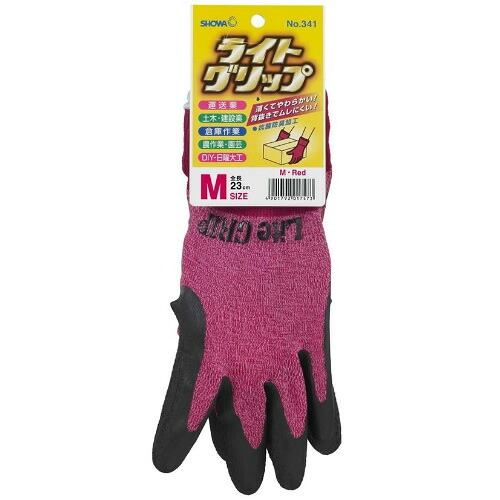 【送料込・まとめ買い×120個セット】 ショーワグローブ ライトグリップ タグ付き Mサイズ レッド 1双入