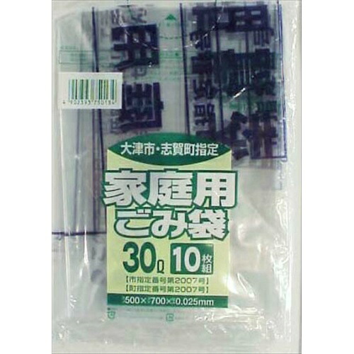 【送料込】 日本サニパック G-3J 大津市指定袋 30L 10枚入 透明 &times;60個セット｜日用品＆生活雑貨の店「カットコ」