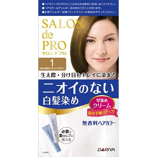 【送料込・まとめ買い×36個セット】 ダリヤ サロンドプロ 無香料 ヘアカラー 早染めクリーム 白髪用 1 かなり明るいライトブラウン