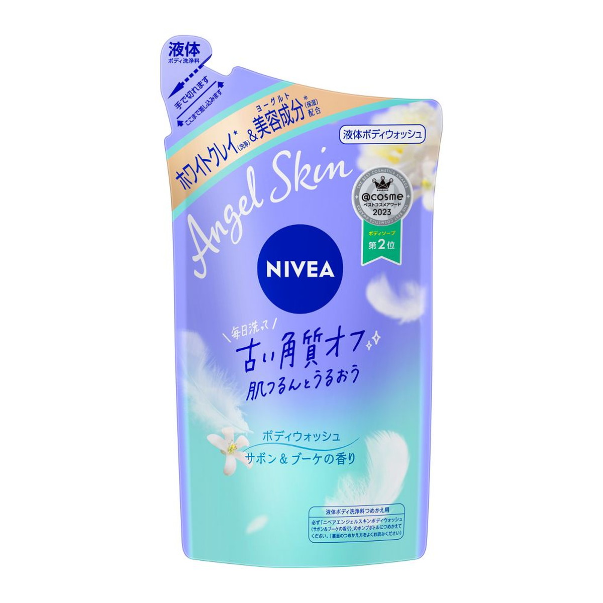 【送料込・まとめ買い×18個セット】花王 ニベア エンジェルスキン ボディウォッシュ サボン&ブーケの香り 詰替 360ml 1個