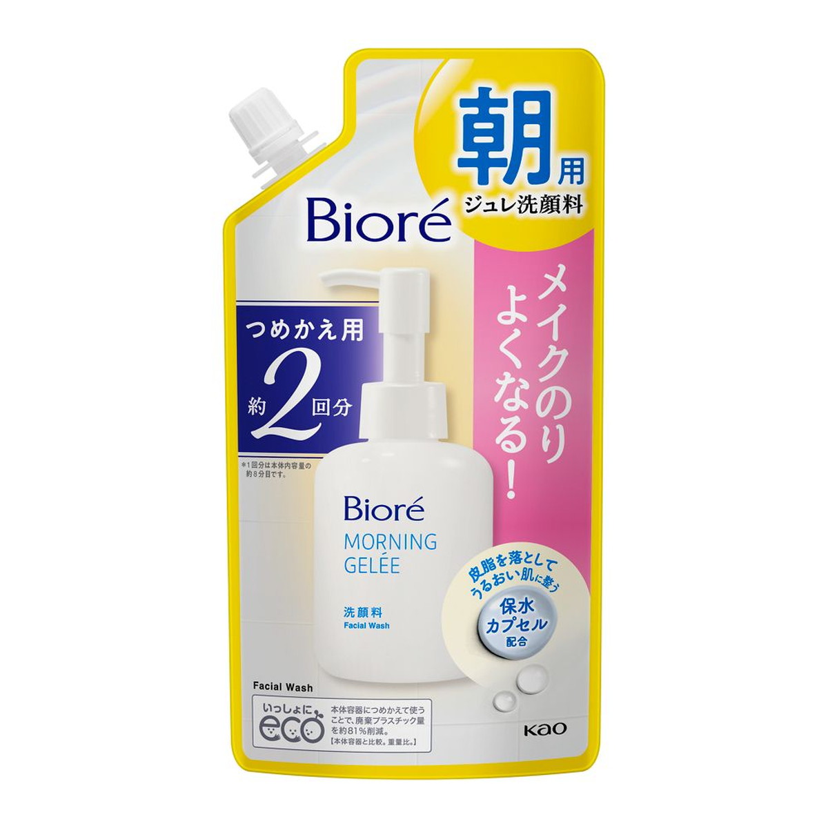 【送料込・まとめ買い×24個セット】花王 ビオレ 朝用 ジュレ洗顔料 つめかえ用 2回分 160ml