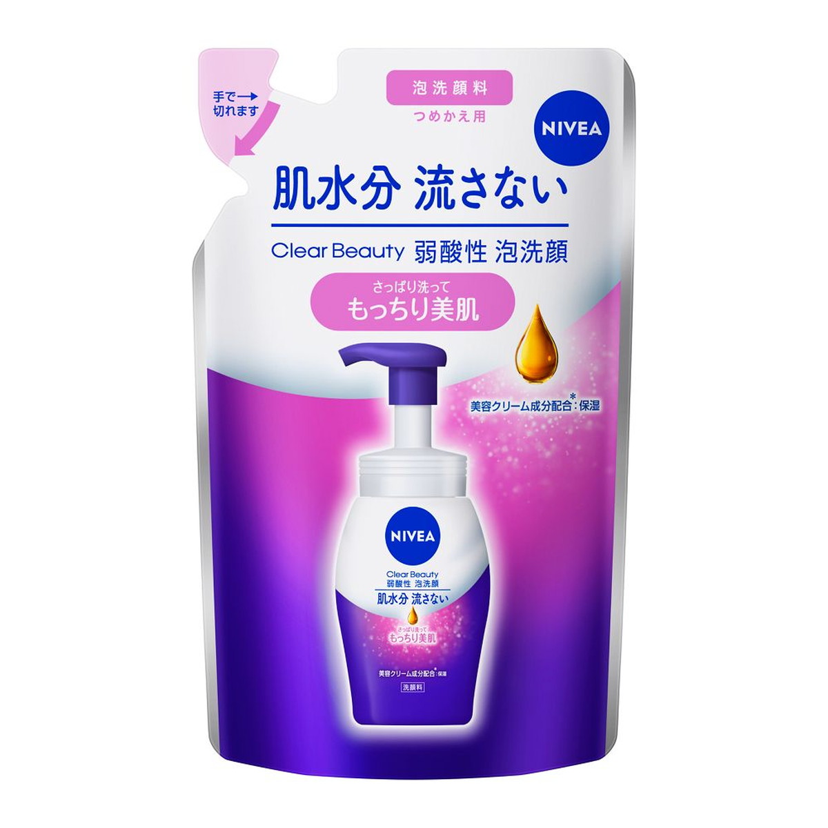 【送料込・まとめ買い×24個セット】花王 ニベア クリアビューティー 弱酸性 泡洗顔 もっちり美肌 つめかえ用 130ml