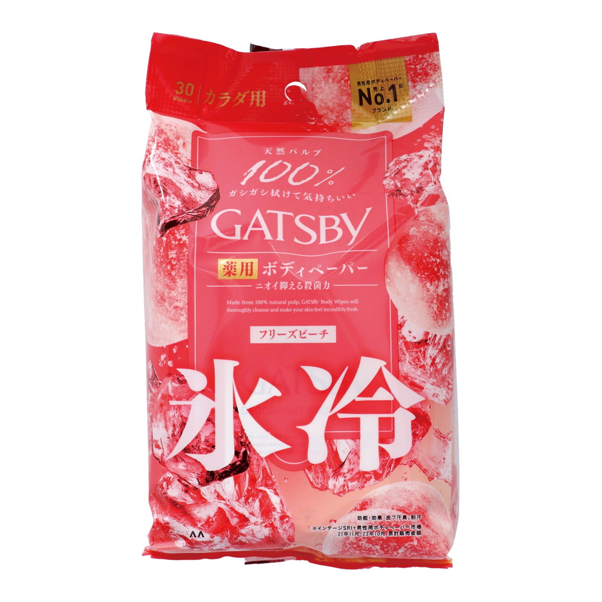 【送料込・まとめ買い×36個セット】マンダム ギャツビー 薬用 氷冷 アイスデオドラント ボディペーパー フリーズピーチ カラダ用 徳用タイプ 30枚入