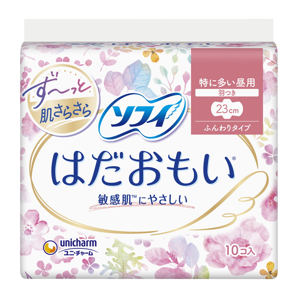 【送料込・まとめ買い&times;36個セット】ユニ・チャーム ソフィ はだおもい 特に多い日の昼用 23cm 羽つき 10コ入｜日用品＆生活雑貨の店「カットコ」