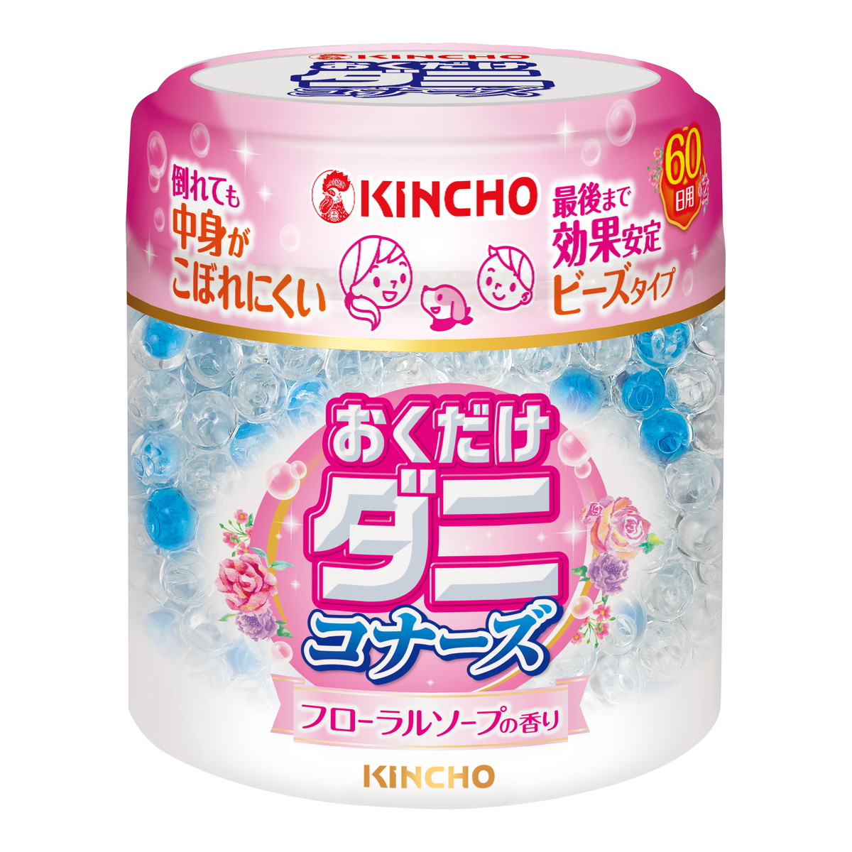 【送料込・まとめ買い×24個セット】大日本除虫菊 キンチョー おくだけ ダニコナーズ ビーズタイプ 60日 フローラルソープの香り 170g