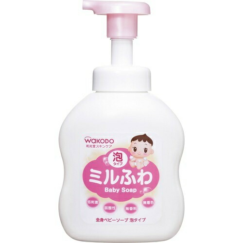 【送料込・まとめ買い×12個セット】 和光堂 ミルふわ 全身ベビーソープ 泡タイプ 本体 450ml