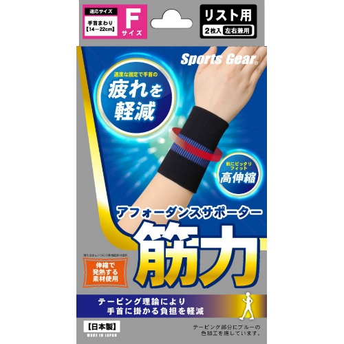 【送料込・まとめ買い×100個セット】 スポーツギア アフォーダンスサポーター 筋力 リスト用 フリーサイズ 左右兼用 2枚入
