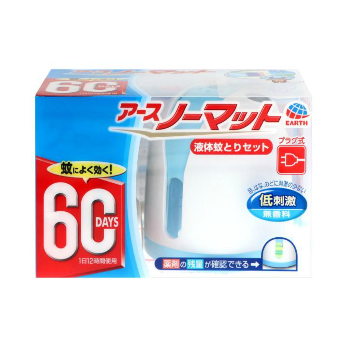 【送料込・まとめ買い&times;10個セット】アース製薬 アースノーマット 60日セット ホワイトブルー 液体蚊とりセット｜日用品＆生活雑貨の店「カットコ」