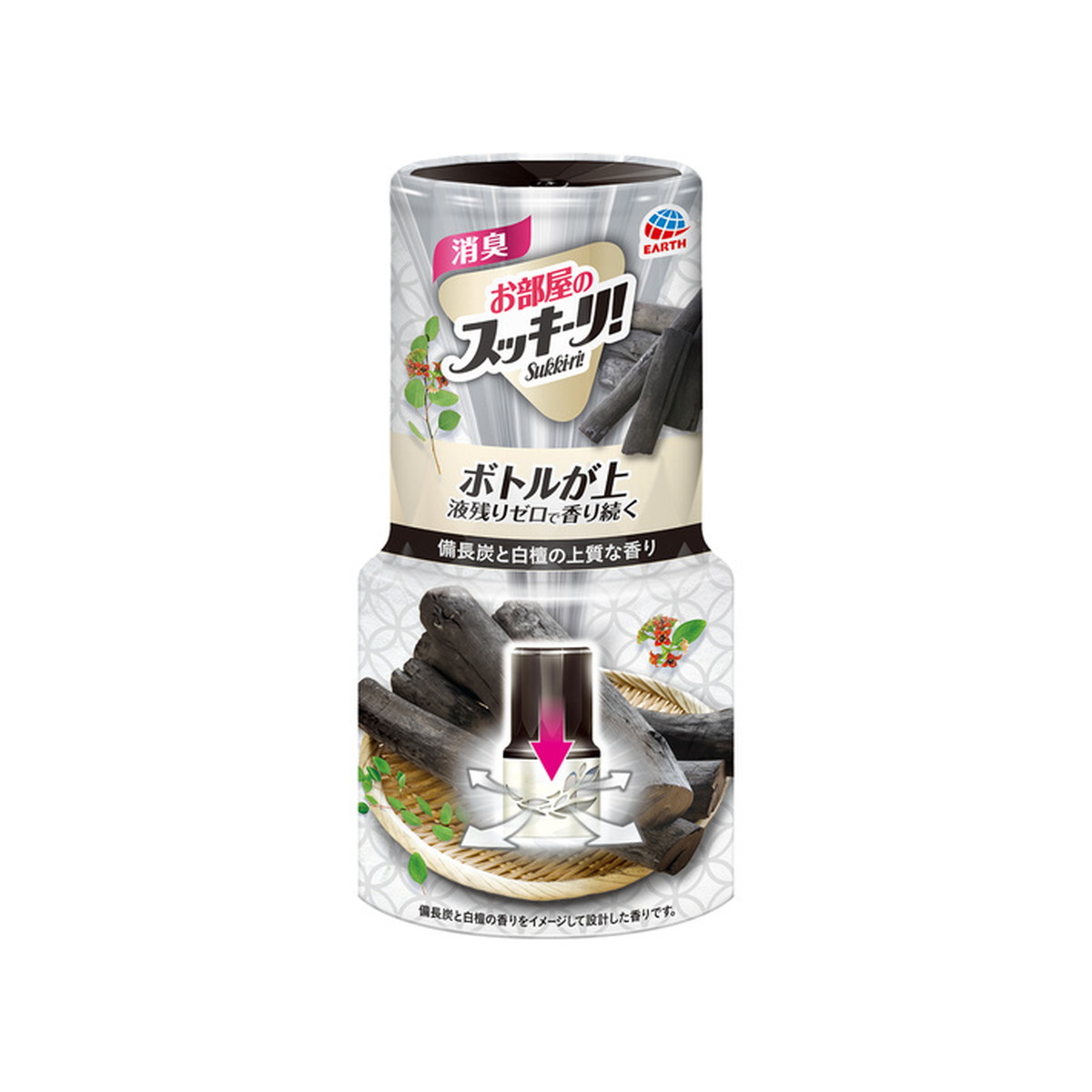 【送料込・まとめ買い×16個セット】アース製薬 お部屋のスッキーリ! 備長炭と白檀の香り 400ml