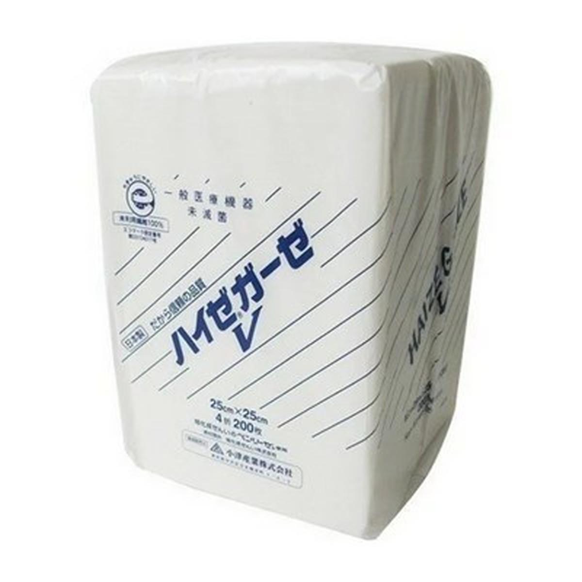 【送料込・まとめ買い×20個セット】小津産業 ハイゼガーゼ V 25cm×25cm (4折) 200枚入