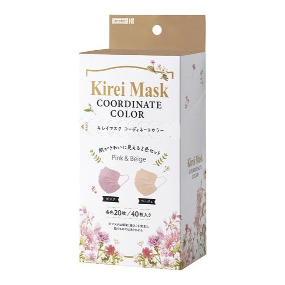 【送料込・まとめ買い×24個セット】川本産業 カワモト キレイマスク コーディネートカラー ピンク ベージュ アソート 40枚入|日用品&生活雑貨の店「カットコ」