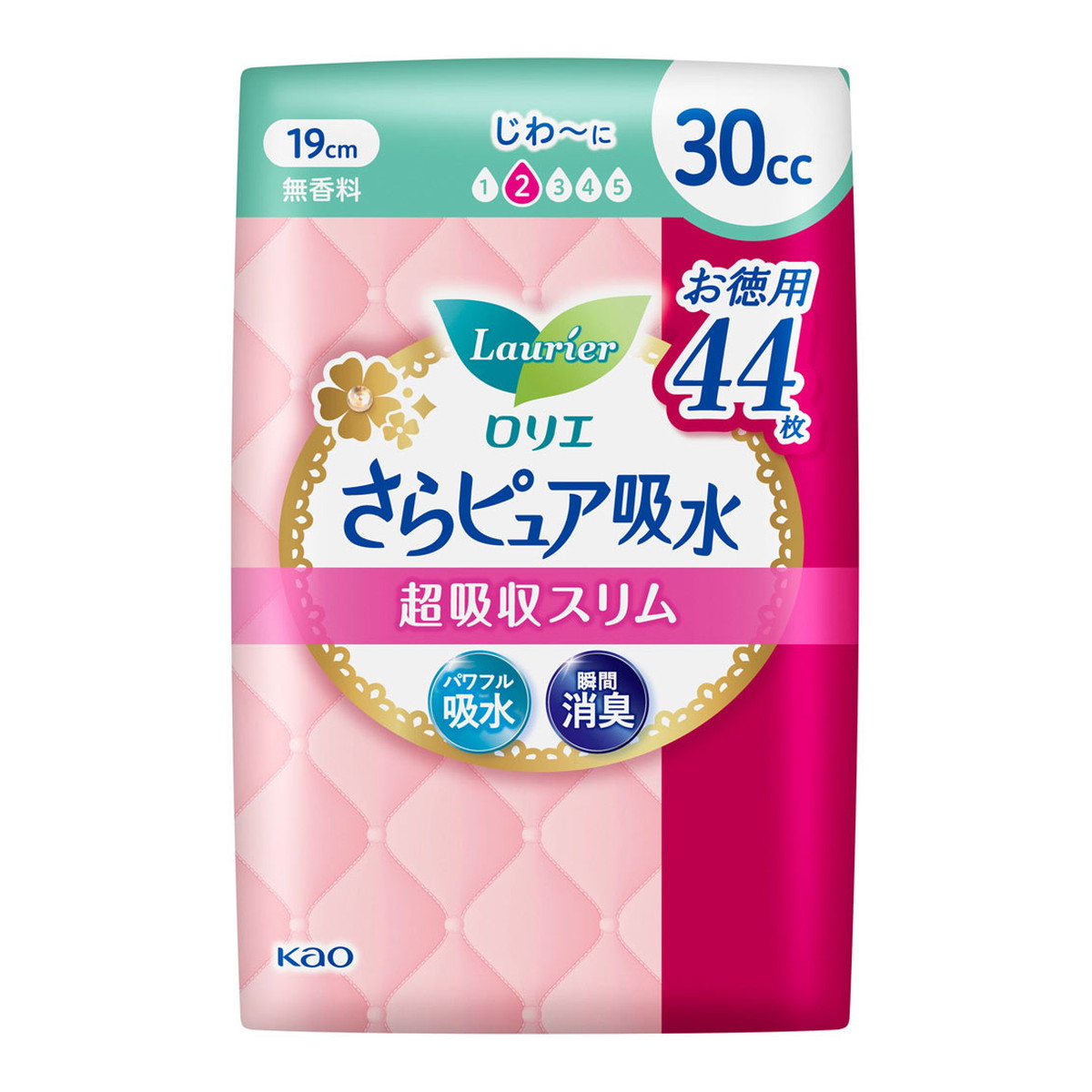 【送料込・まとめ買い×18個セット】花王 ロリエ さらピュア 超吸収スリム 30cc 44枚入 吸水ライナー