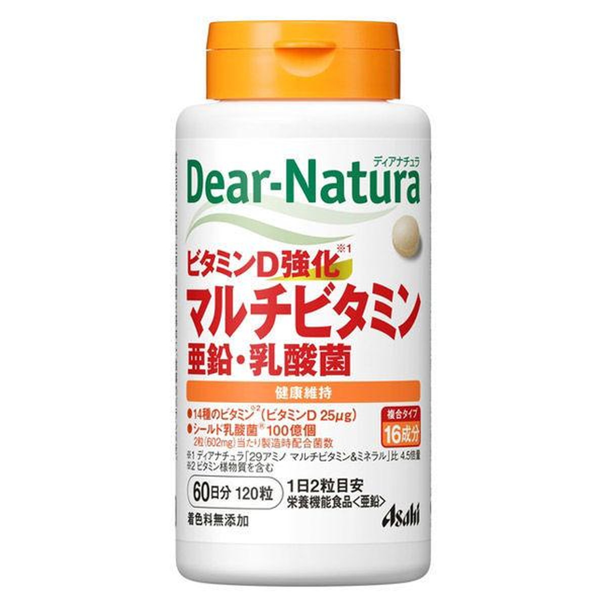【送料込・まとめ買い×24個セット】アサヒグループ食品 アサヒ ディアナチュラ ビタミンD強化 マルチビタミン・亜鉛・乳酸菌 60日分 120粒入|日用品&生活雑貨の店「カットコ」