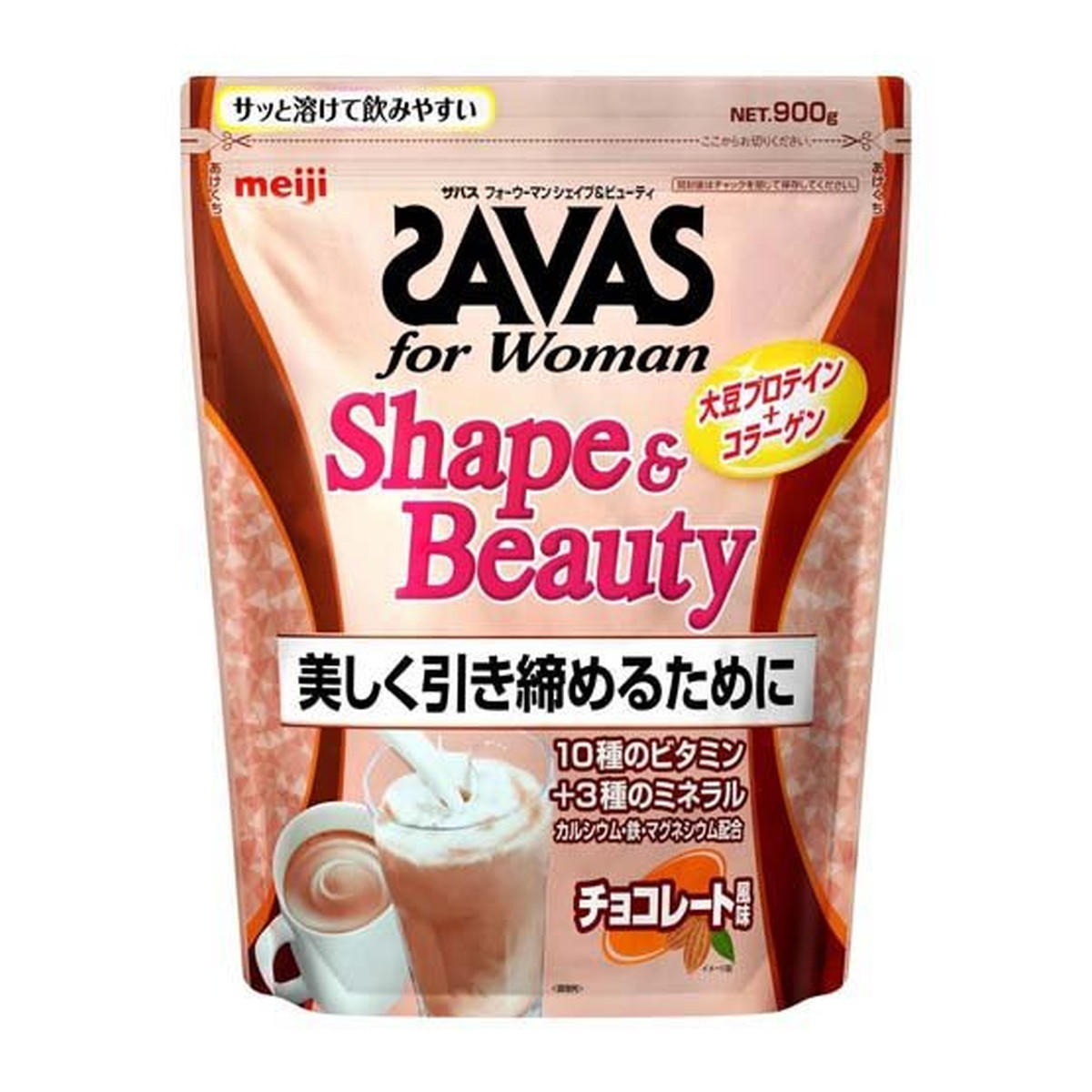 【送料込・まとめ買い×6個セット】明治 ザバス for Woman シェイプ&ビューティ チョコレート風味 900g