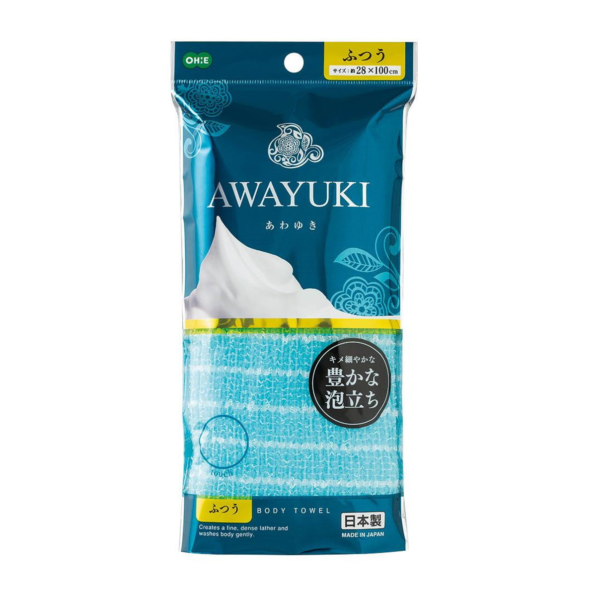 【送料込・まとめ買い×180個セット】オーエ あわゆき ナイロンタオル ふつう ブルー