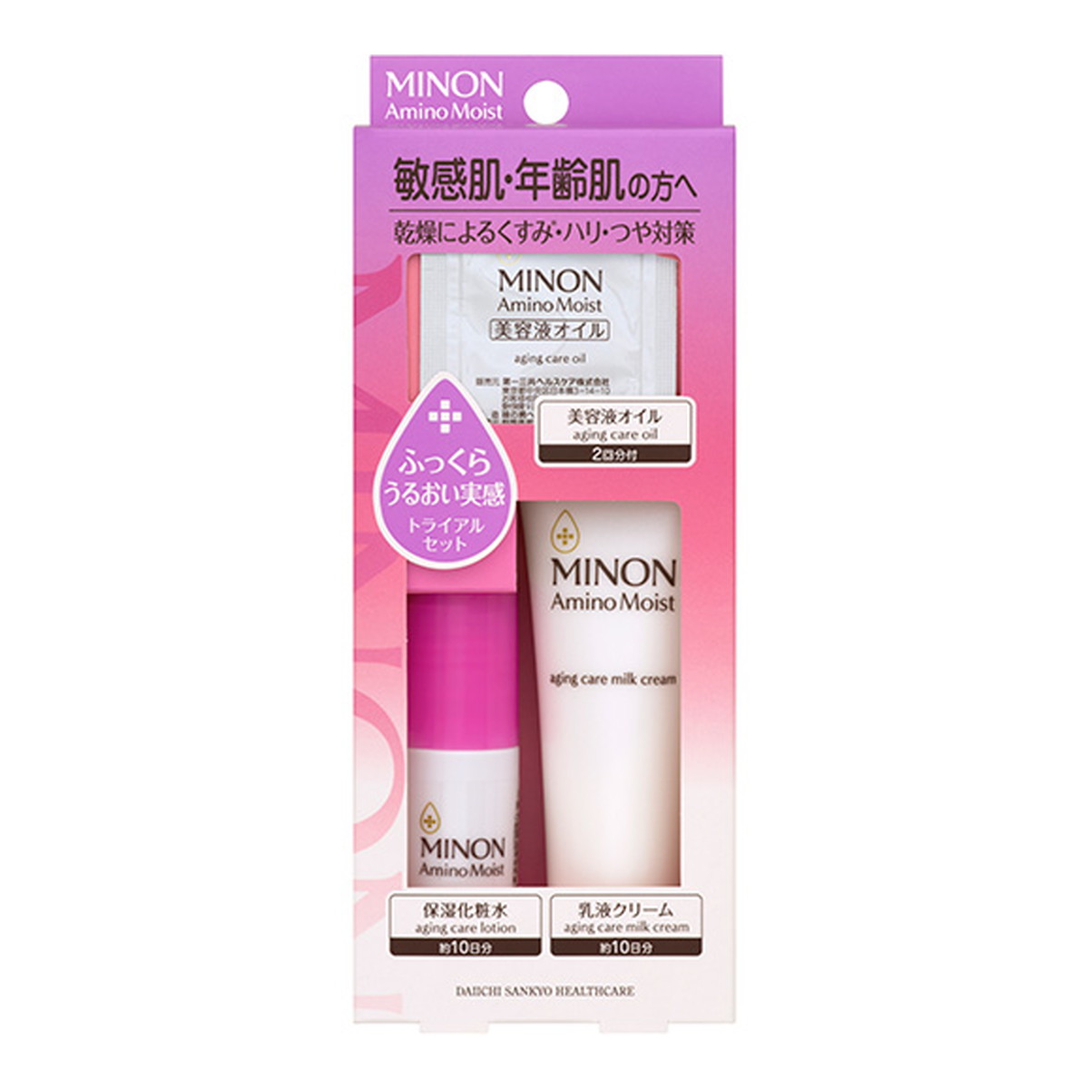 【送料込・まとめ買い×72個セット】第一三共ヘルスケア ミノン アミノモイスト 敏感肌・エイジングケアライン トライアルセット