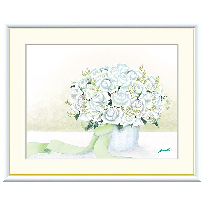 額絵 清楚なホワイトのブーケ 洋美 61x49.5cm 三幸｜A-Tal Interior