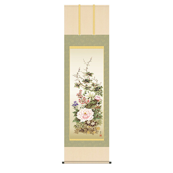 掛け軸 四季花 吉井蘭月 54.5x190cm 三幸｜A-Tal Interior