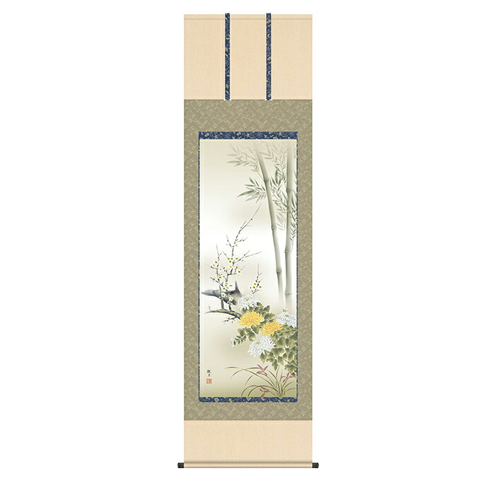 掛け軸 四君子 森山観月 54.5x190cm 三幸|A-Tal Interior
