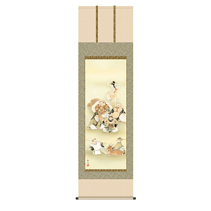 掛け軸 七福神 榎本東山 54.5x190cm 三幸｜A-Tal Interior
