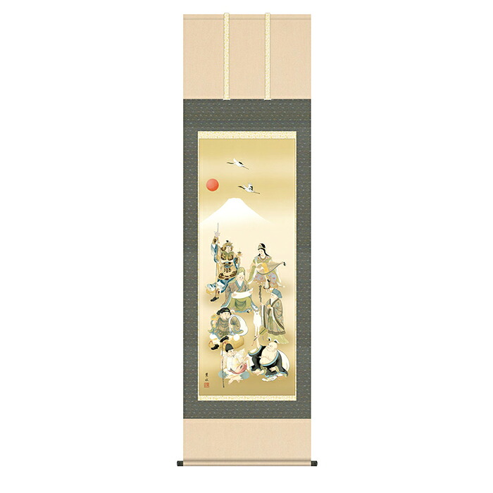 掛け軸 七福神 緒方葉水 54.5x190cm 三幸｜A-Tal Interior