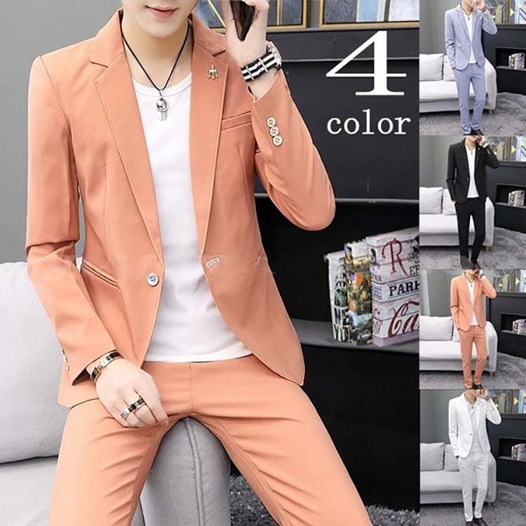 新品！春夏ダブルジャケットセットアップ　上下 S,L】春夏ダブルジャケットセットアップ ニューベージュチェック